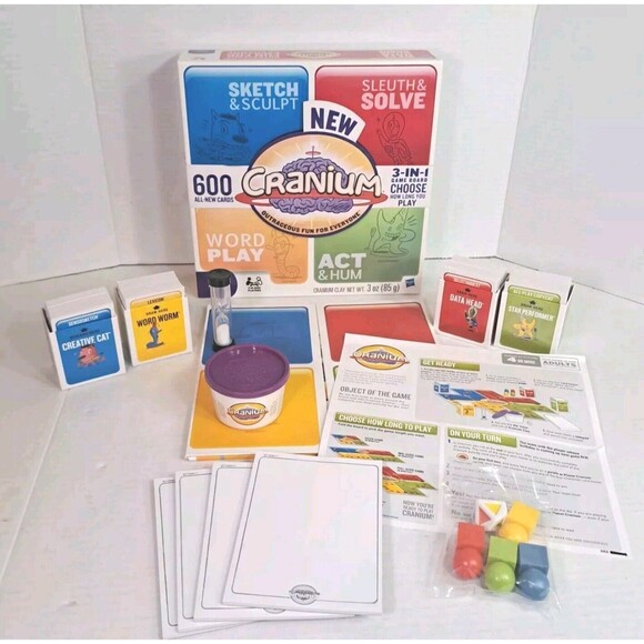 Hasbro Cranium 3 in 1 Board Game Adult 2009 600 Cards Complete Dice Bagged - Picture 1 of 7